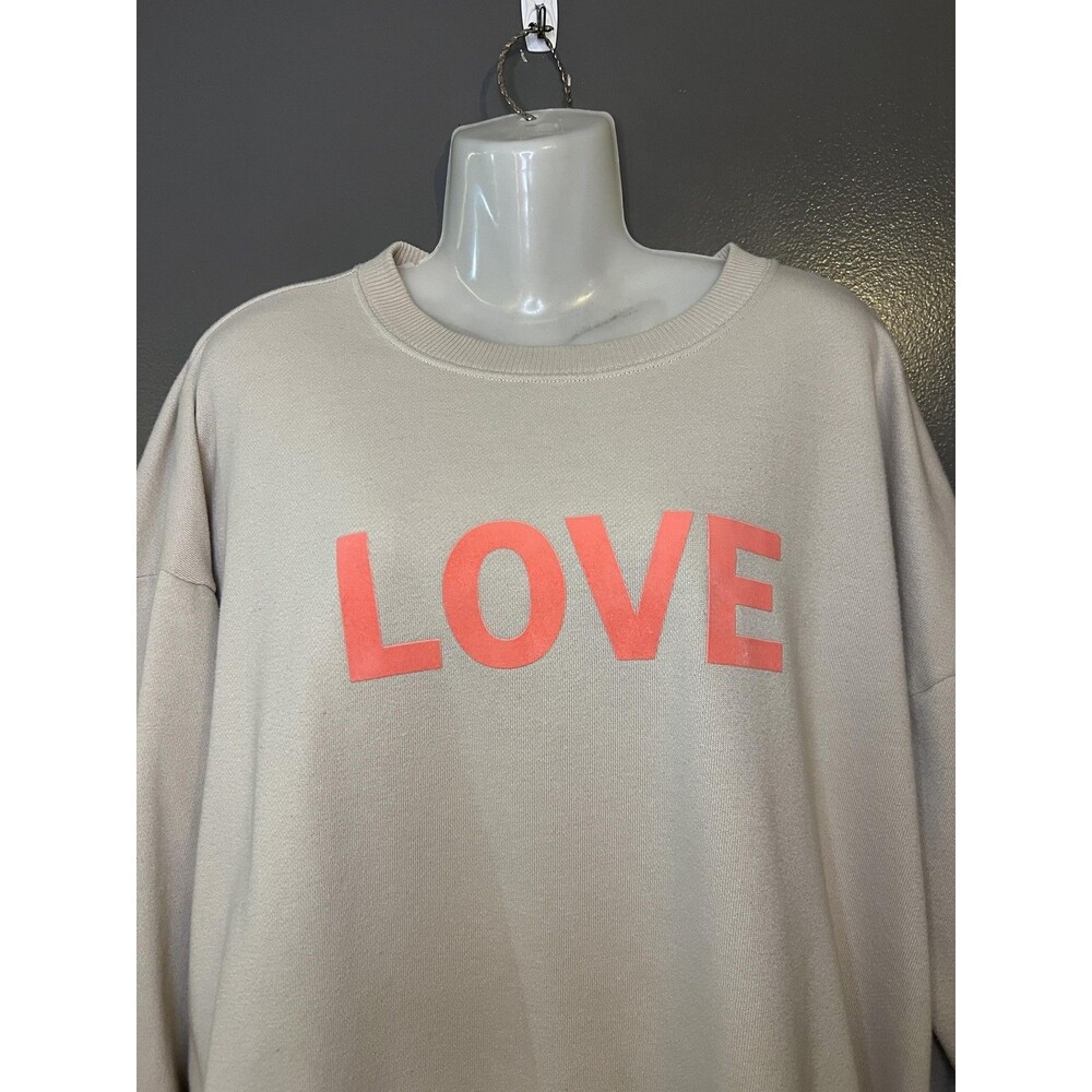 Aerie Sweatshirt Womens Medium White LOVE Graphic Fleece Pullover Relaxed Fit